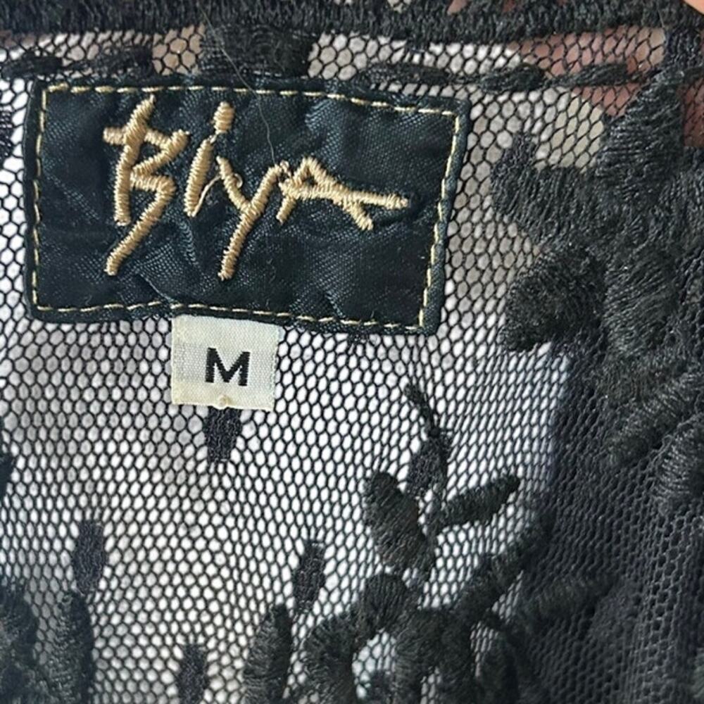 Biya by Johnny Was Black Embroidered Mesh Overlay Dress Tunic Size M - Picture 6 of 6